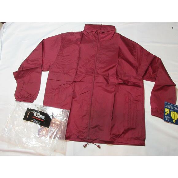 New VINTAGE Mens Haband TOTES Maroon Nylon Rain Jacket Windbreaker Medium #348 - Picture 1 of 11